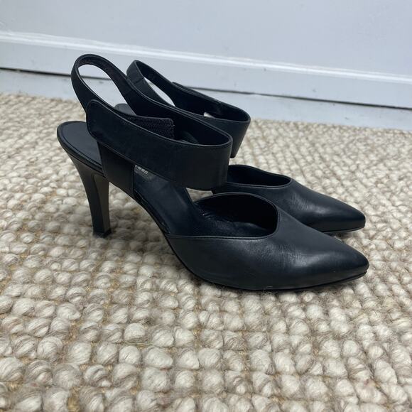 Paul Green Nicolette Pump Black Leather Pointed Toe Heels UK 6 / US 8.5 Classic - Picture 11 of 14